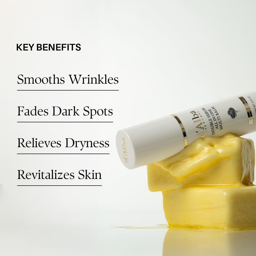 d'alba Piedmont Trufa Blanca Double Serum All-in-one Multi Balm Cuidado de la piel vegano, Tratamiento 3 en 1, Bálsamo para arrugas, Skincare coreano