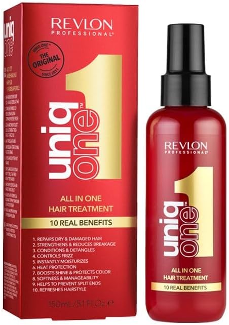 REVLON PROFESSIONAL UniqOne All in One Protector Térmico Pelo, Hidratación Profunda Cabello, Tratamiento en Spray sin Aclarado, Desenredante Pelo Mujer, Fragrancia Classic 150 ml