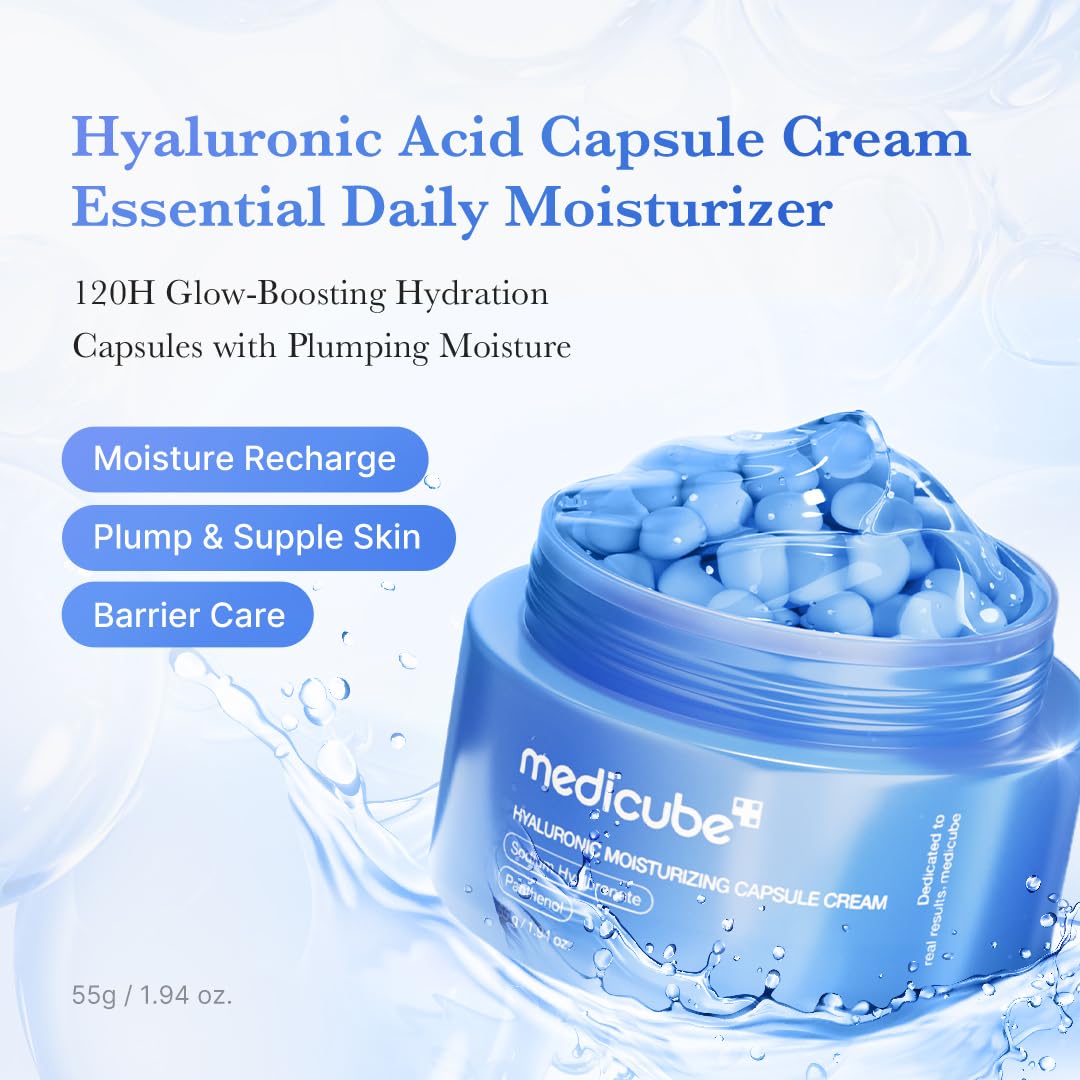 Medicube Capsule Cream with Deep Vitamin C Crema con Cápsulas de Vitamina C, Luminosidad y Piel de Aspecto Más Uniforme, Textura Gel Hidratante, Cosmética Coreana, 55 g