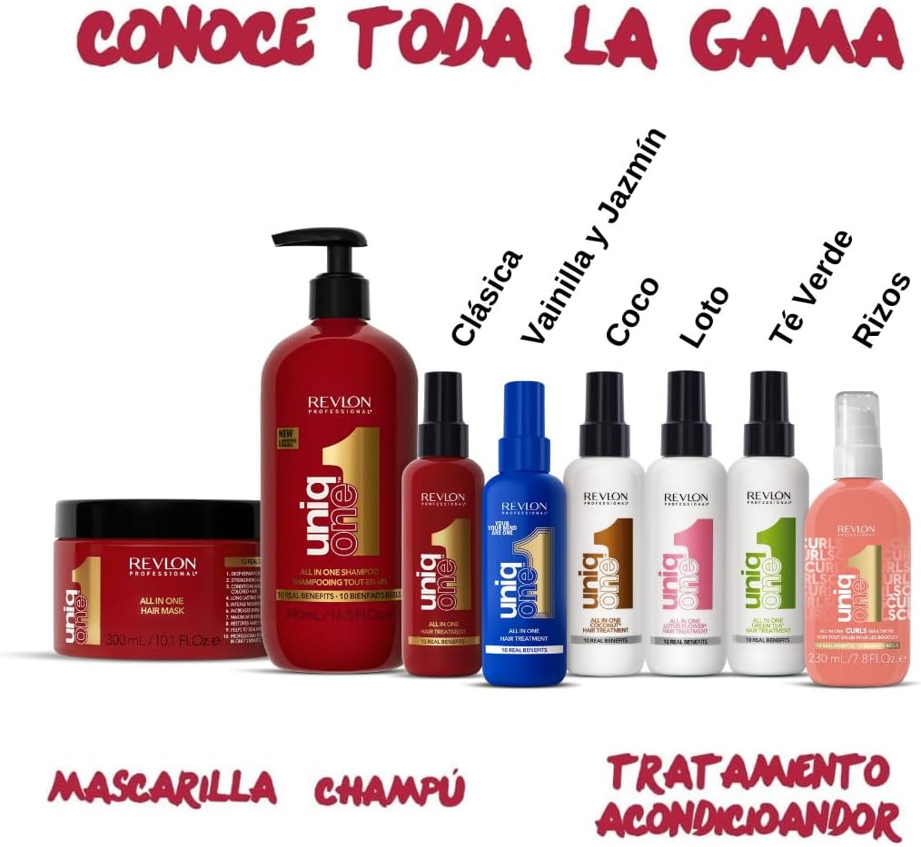 REVLON PROFESSIONAL UniqOne All in One Protector Térmico Pelo, Hidratación Profunda Cabello, Tratamiento en Spray sin Aclarado, Desenredante Pelo Mujer, Fragrancia Classic 150 ml