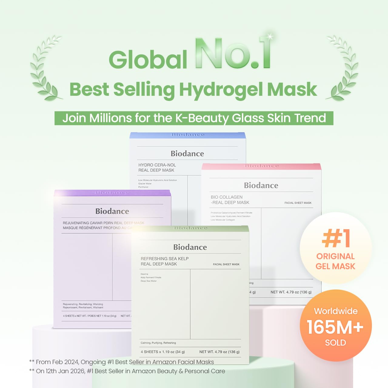 BIODANCE Bio-Collagen Real Deep Mask - Mascarilla Nocturna Hidratante, Minimiza Poros y Mejora la Elasticidad - Mascarilla Facial de Hidratación Profunda con Colágeno - 34g x 4 Unidades