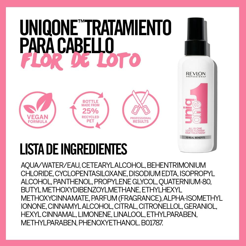REVLON PROFESSIONAL UniqOne All in One Protector Térmico Pelo, Hidratación Profunda Cabello, Tratamiento en Spray sin Aclarado, Desenredante Pelo Mujer, Fragrancia Classic 150 ml