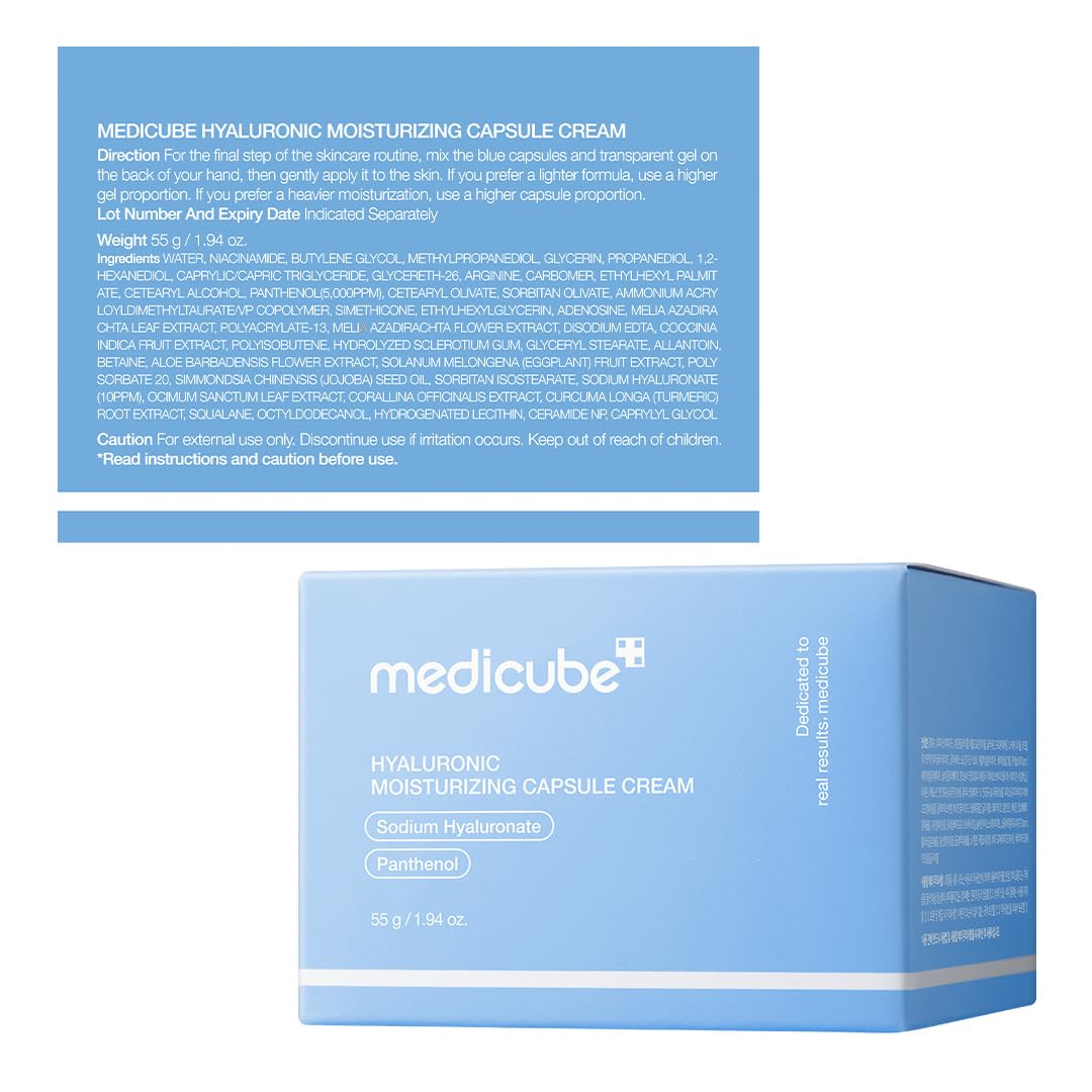 Medicube Capsule Cream with Deep Vitamin C Crema con Cápsulas de Vitamina C, Luminosidad y Piel de Aspecto Más Uniforme, Textura Gel Hidratante, Cosmética Coreana, 55 g