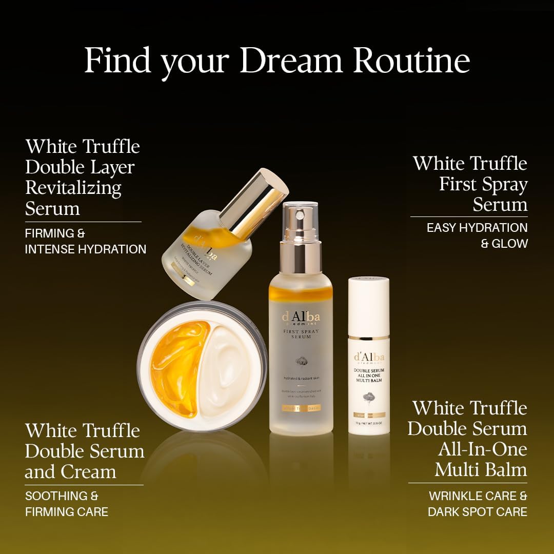 d'alba Piedmont Trufa Blanca Double Serum All-in-one Multi Balm Cuidado de la piel vegano, Tratamiento 3 en 1, Bálsamo para arrugas, Skincare coreano