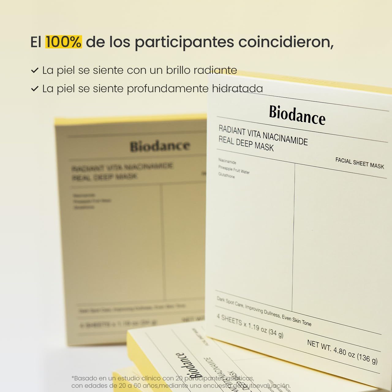 BIODANCE Bio-Collagen Real Deep Mask - Mascarilla Nocturna Hidratante, Minimiza Poros y Mejora la Elasticidad - Mascarilla Facial de Hidratación Profunda con Colágeno - 34g x 4 Unidades