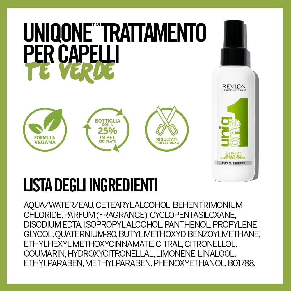 REVLON PROFESSIONAL UniqOne All in One Protector Térmico Pelo, Hidratación Profunda Cabello, Tratamiento en Spray sin Aclarado, Desenredante Pelo Mujer, Fragrancia Classic 150 ml