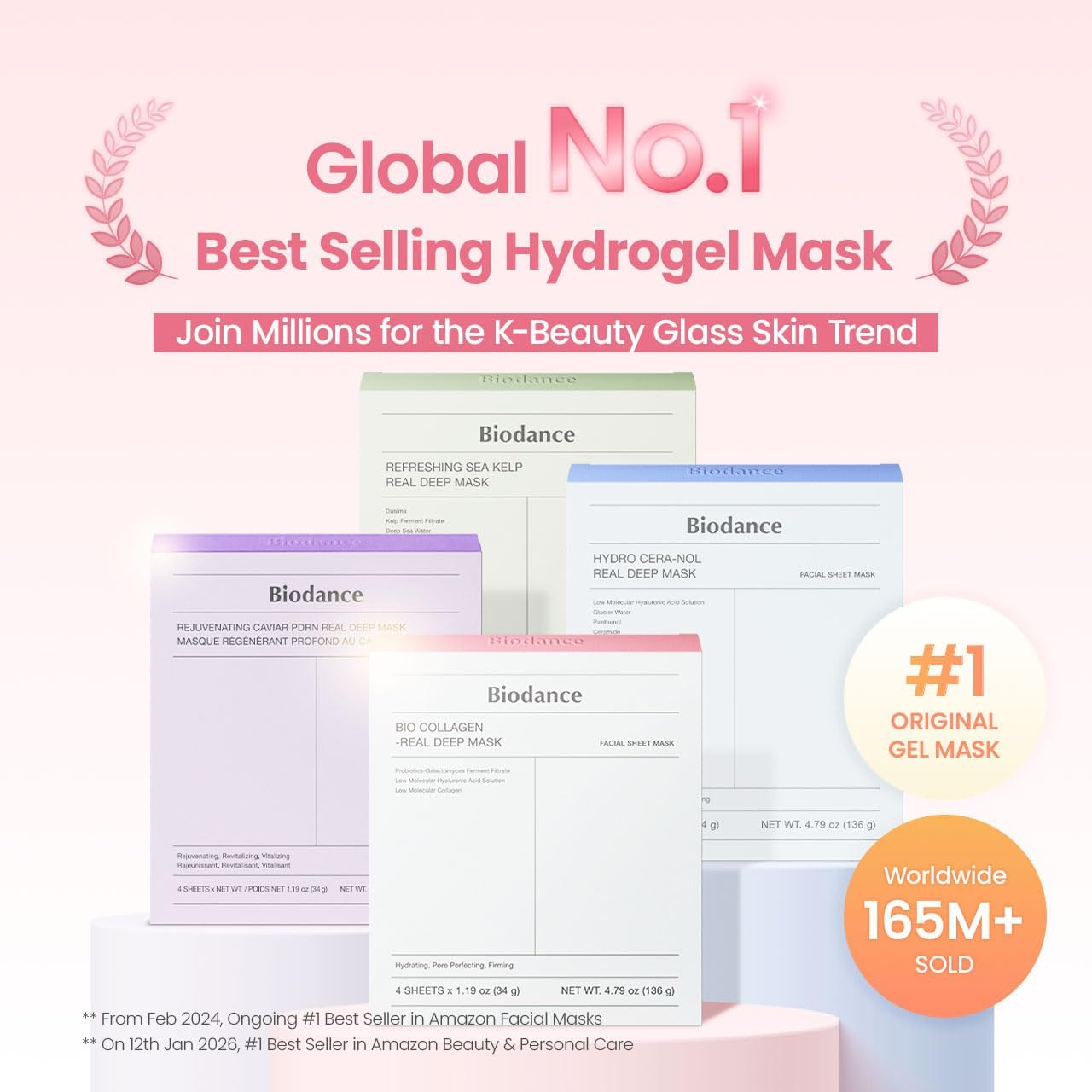 BIODANCE Bio-Collagen Real Deep Mask - Mascarilla Nocturna Hidratante, Minimiza Poros y Mejora la Elasticidad - Mascarilla Facial de Hidratación Profunda con Colágeno - 34g x 4 Unidades