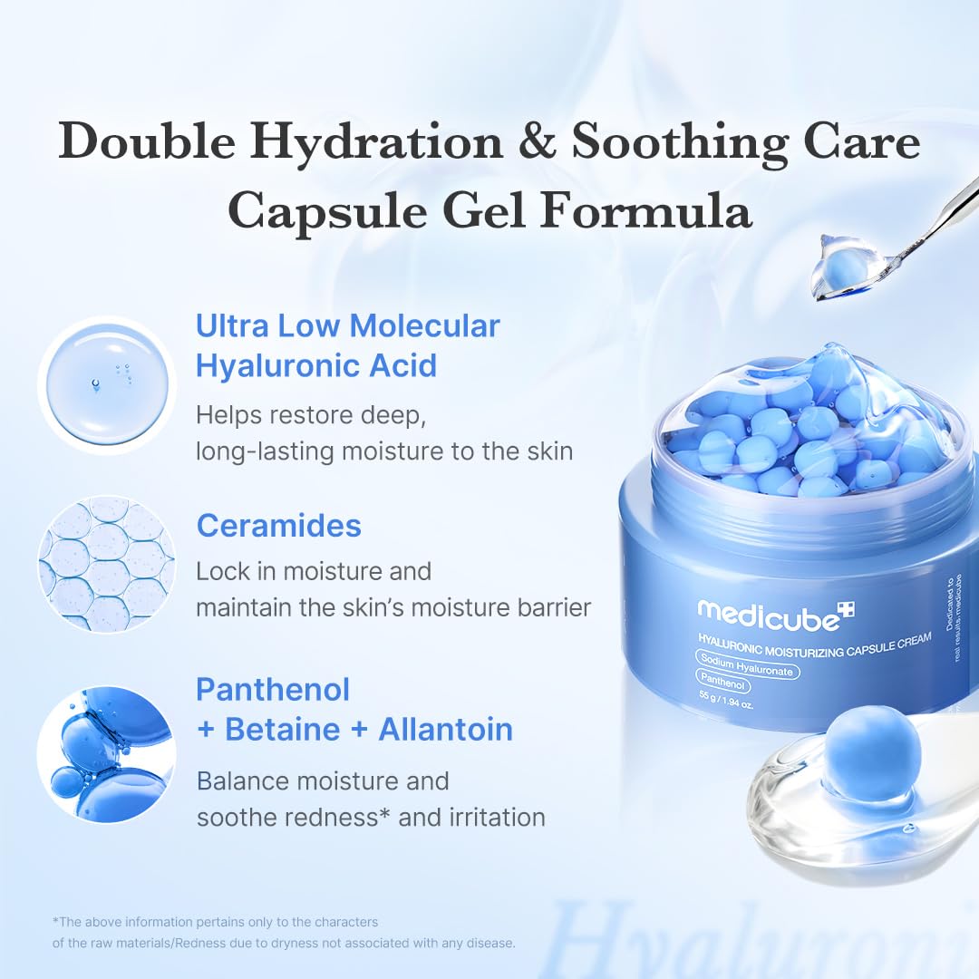 Medicube Capsule Cream with Deep Vitamin C Crema con Cápsulas de Vitamina C, Luminosidad y Piel de Aspecto Más Uniforme, Textura Gel Hidratante, Cosmética Coreana, 55 g