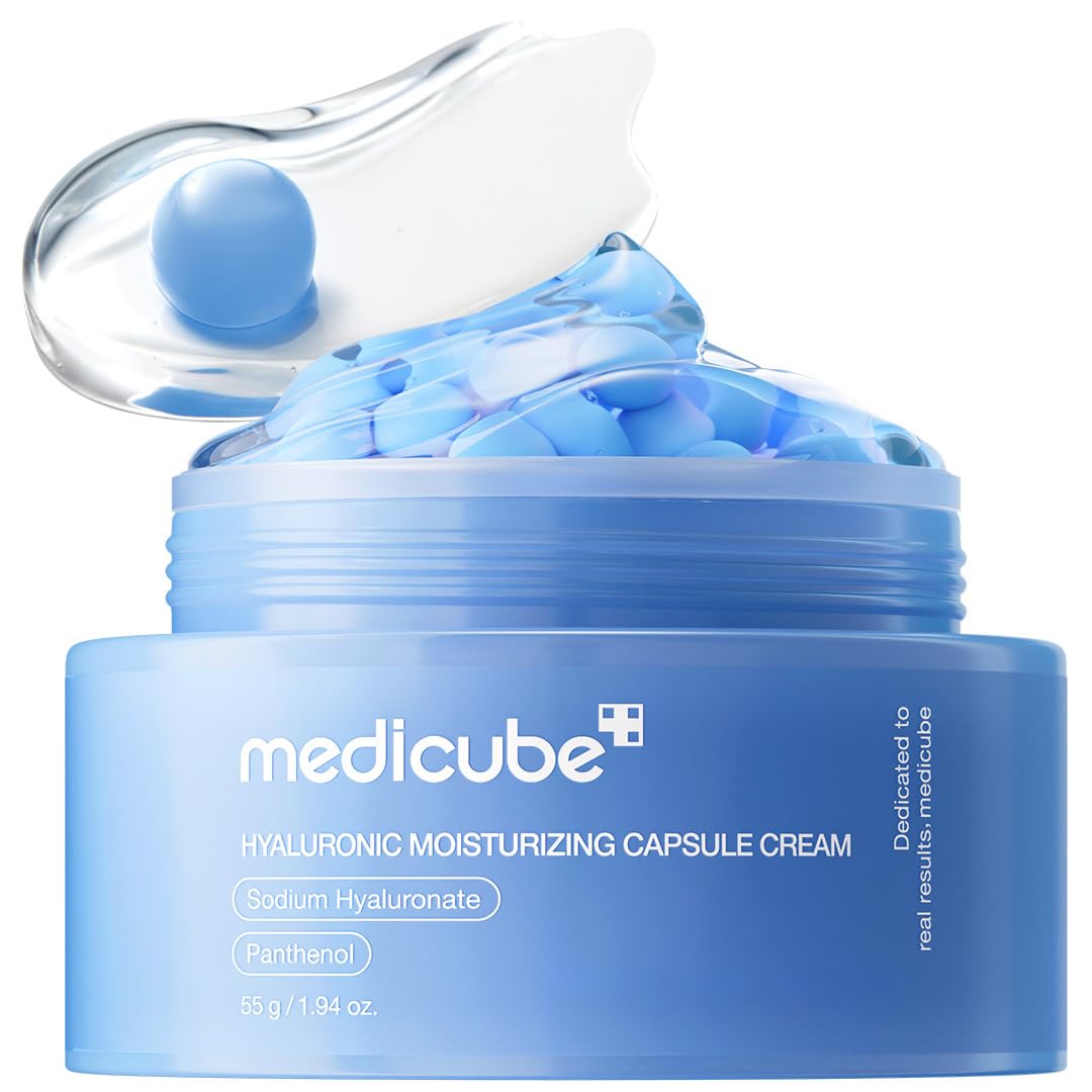 Medicube Capsule Cream with Deep Vitamin C Crema con Cápsulas de Vitamina C, Luminosidad y Piel de Aspecto Más Uniforme, Textura Gel Hidratante, Cosmética Coreana, 55 g