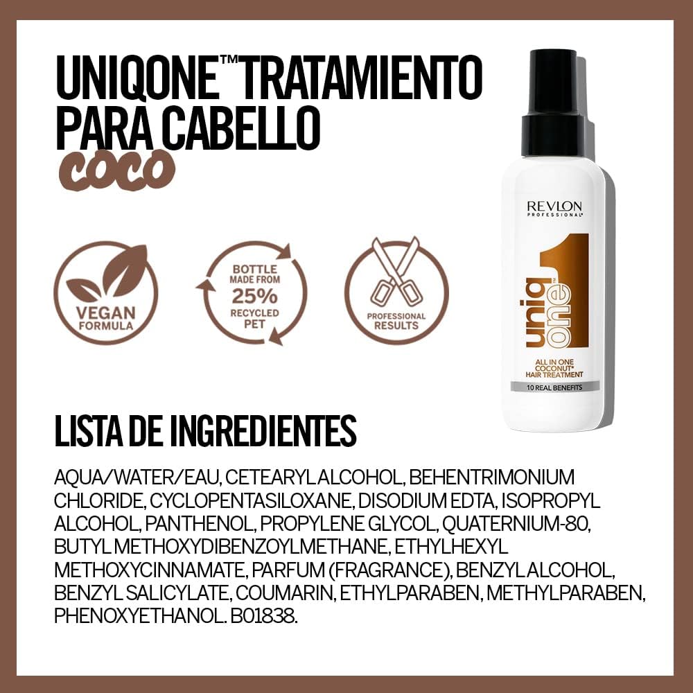 REVLON PROFESSIONAL UniqOne All in One Protector Térmico Pelo, Hidratación Profunda Cabello, Tratamiento en Spray sin Aclarado, Desenredante Pelo Mujer, Fragrancia Classic 150 ml