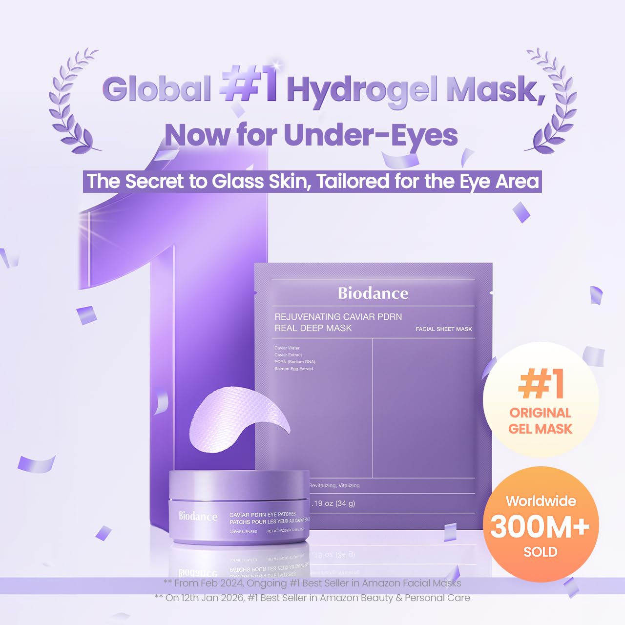 BIODANCE Parches de Ojos con Péptidos de Colágeno, Antiarrugas para Líneas de Expresión y Bolsas, Contorno de Ojos, Cuidado de la Piel Coreano (60 uds)