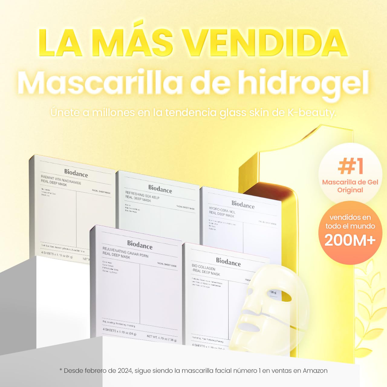 BIODANCE Bio-Collagen Real Deep Mask - Mascarilla Nocturna Hidratante, Minimiza Poros y Mejora la Elasticidad - Mascarilla Facial de Hidratación Profunda con Colágeno - 34g x 4 Unidades