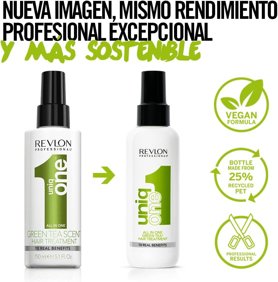 REVLON PROFESSIONAL UniqOne All in One Protector Térmico Pelo, Hidratación Profunda Cabello, Tratamiento en Spray sin Aclarado, Desenredante Pelo Mujer, Fragrancia Classic 150 ml
