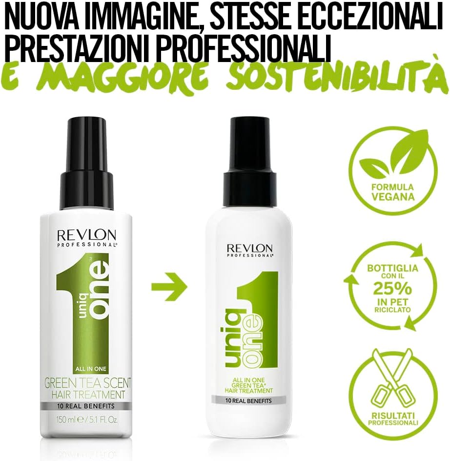 REVLON PROFESSIONAL UniqOne All in One Protector Térmico Pelo, Hidratación Profunda Cabello, Tratamiento en Spray sin Aclarado, Desenredante Pelo Mujer, Fragrancia Classic 150 ml