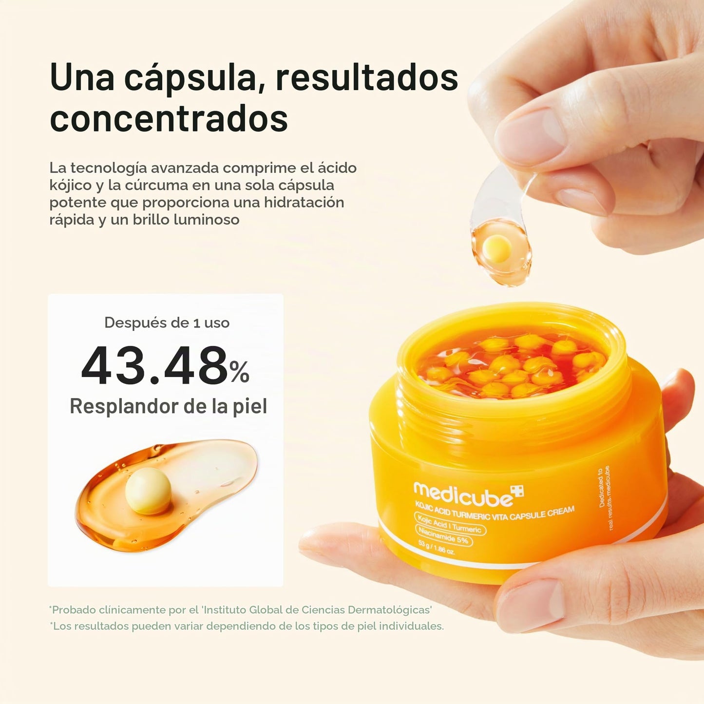 Medicube Capsule Cream with Deep Vitamin C Crema con Cápsulas de Vitamina C, Luminosidad y Piel de Aspecto Más Uniforme, Textura Gel Hidratante, Cosmética Coreana, 55 g