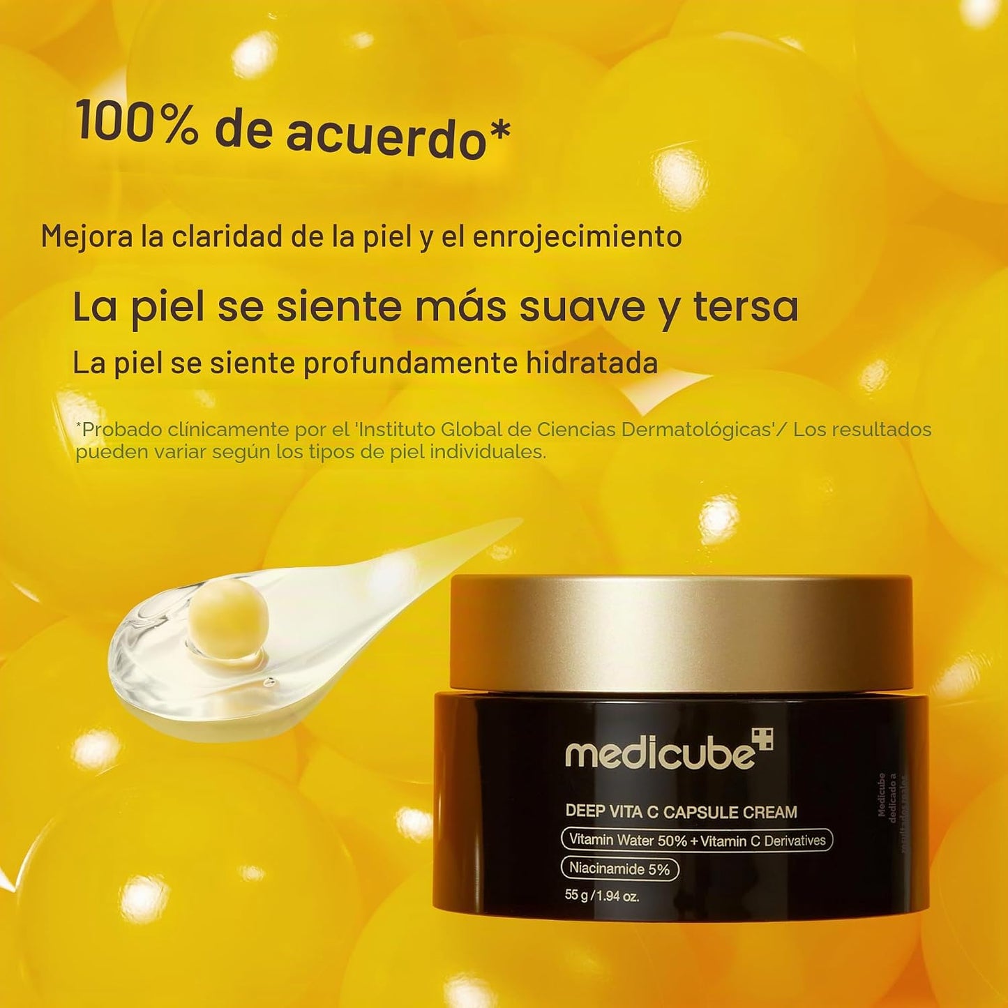 Medicube Capsule Cream with Deep Vitamin C Crema con Cápsulas de Vitamina C, Luminosidad y Piel de Aspecto Más Uniforme, Textura Gel Hidratante, Cosmética Coreana, 55 g