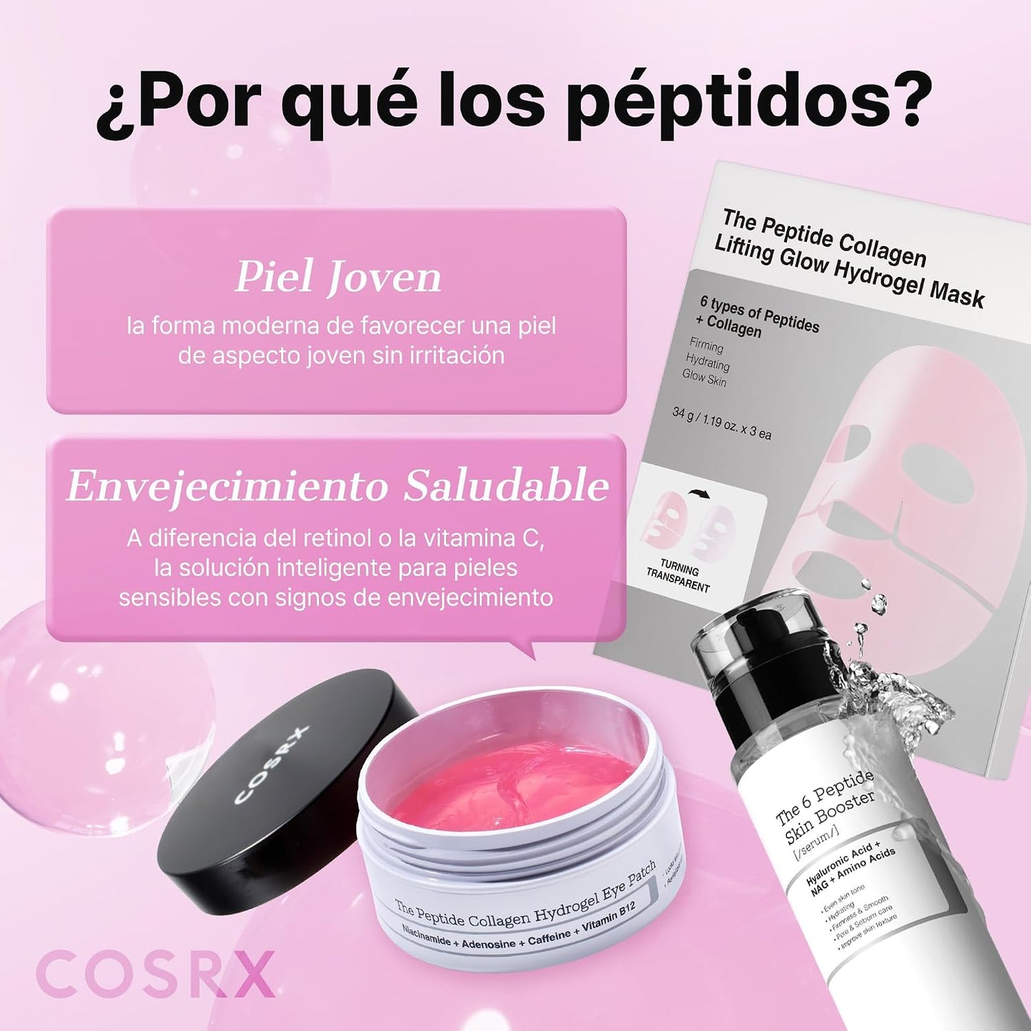 COSRX Tónico Sérum de 6X Peptidos Collagen Booster, Niacinamida y Ácido Hialurónico, Esencia Facial Potenciadora de Renovación Cutánea, para Todo Tipo de Piel, Libre de Parabenos, Korean Skincare