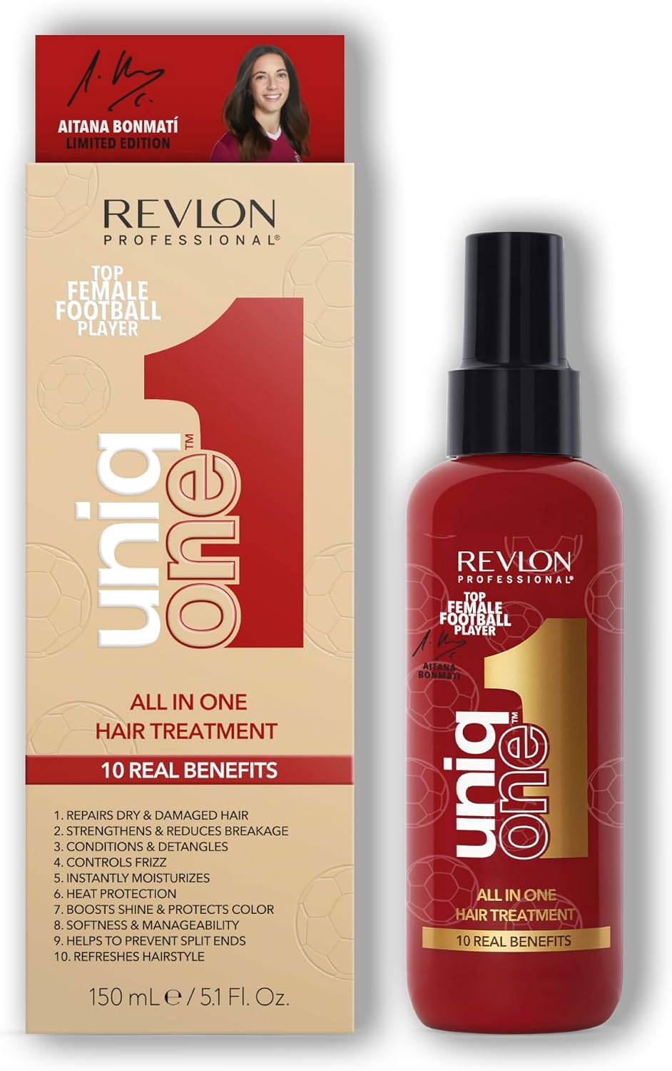 REVLON PROFESSIONAL UniqOne All in One Protector Térmico Pelo, Hidratación Profunda Cabello, Tratamiento en Spray sin Aclarado, Desenredante Pelo Mujer, Fragrancia Classic 150 ml