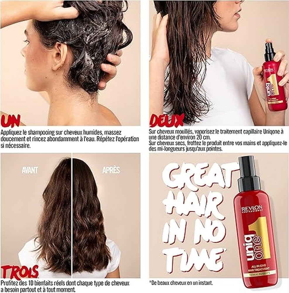 REVLON PROFESSIONAL UniqOne All in One Protector Térmico Pelo, Hidratación Profunda Cabello, Tratamiento en Spray sin Aclarado, Desenredante Pelo Mujer, Fragrancia Classic 150 ml