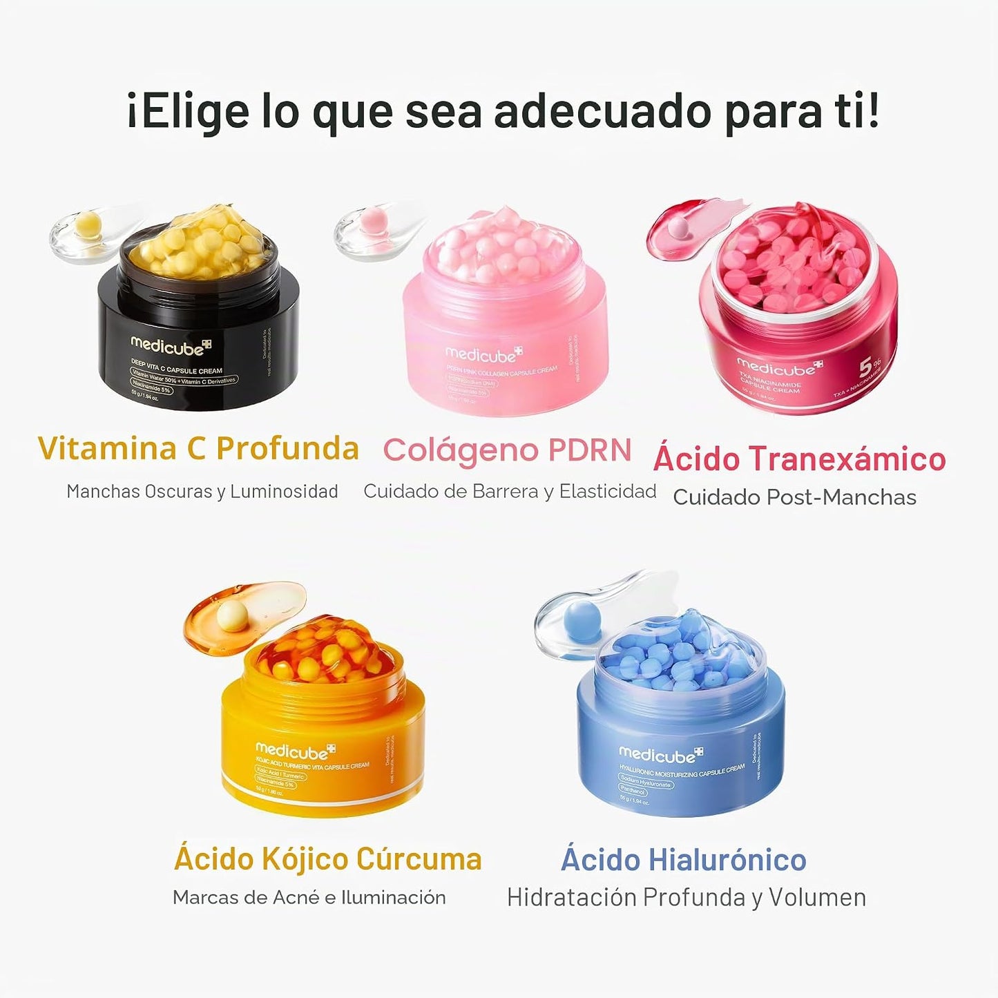 Medicube Capsule Cream with Deep Vitamin C Crema con Cápsulas de Vitamina C, Luminosidad y Piel de Aspecto Más Uniforme, Textura Gel Hidratante, Cosmética Coreana, 55 g