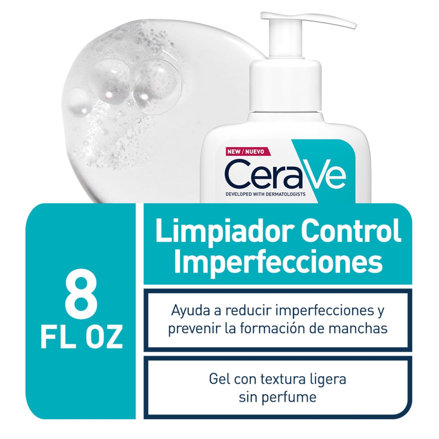 CeraVe - Blemish Control, Gel Limpiador para Acné y Piel Grasa, Reduce el Acné, Puntos Negros y Mejora los Poros, Tratamiento en Gel con Ácido Salicílico, 473 ml