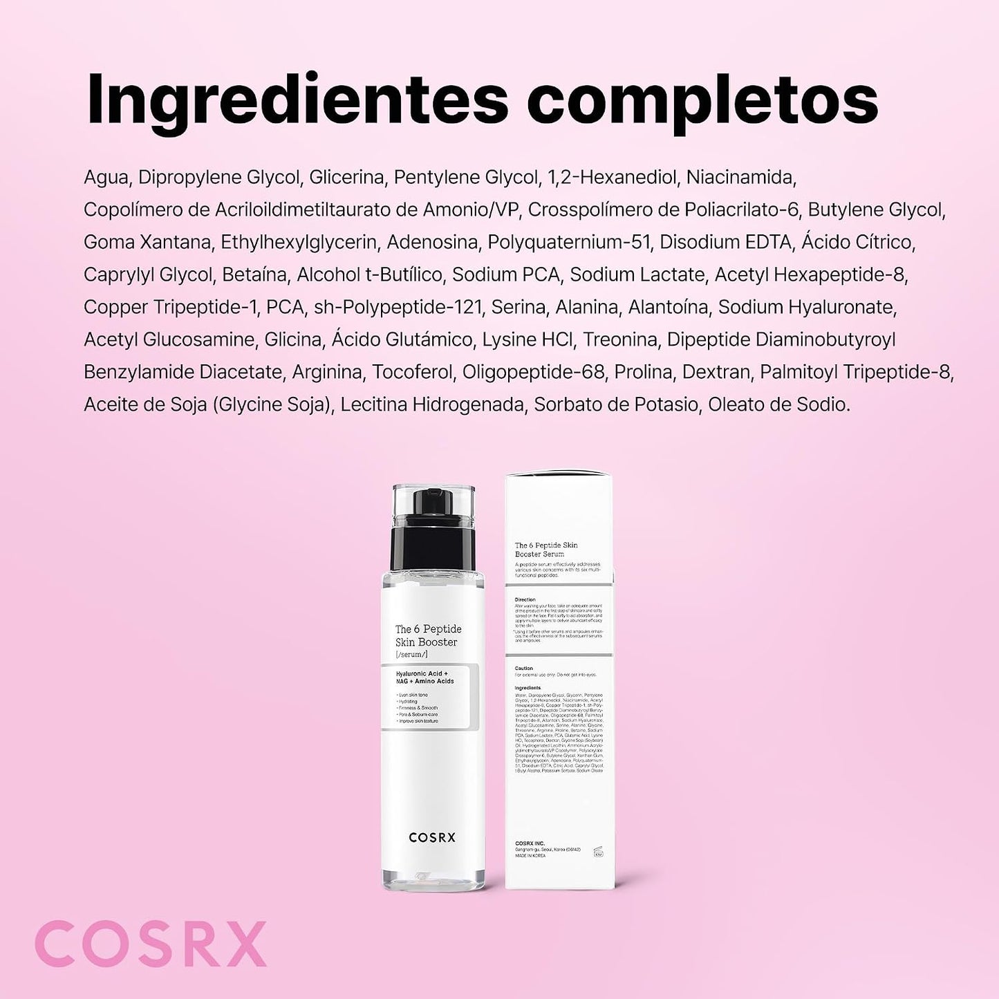 COSRX Tónico Sérum de 6X Peptidos Collagen Booster, Niacinamida y Ácido Hialurónico, Esencia Facial Potenciadora de Renovación Cutánea, para Todo Tipo de Piel, Libre de Parabenos, Korean Skincare