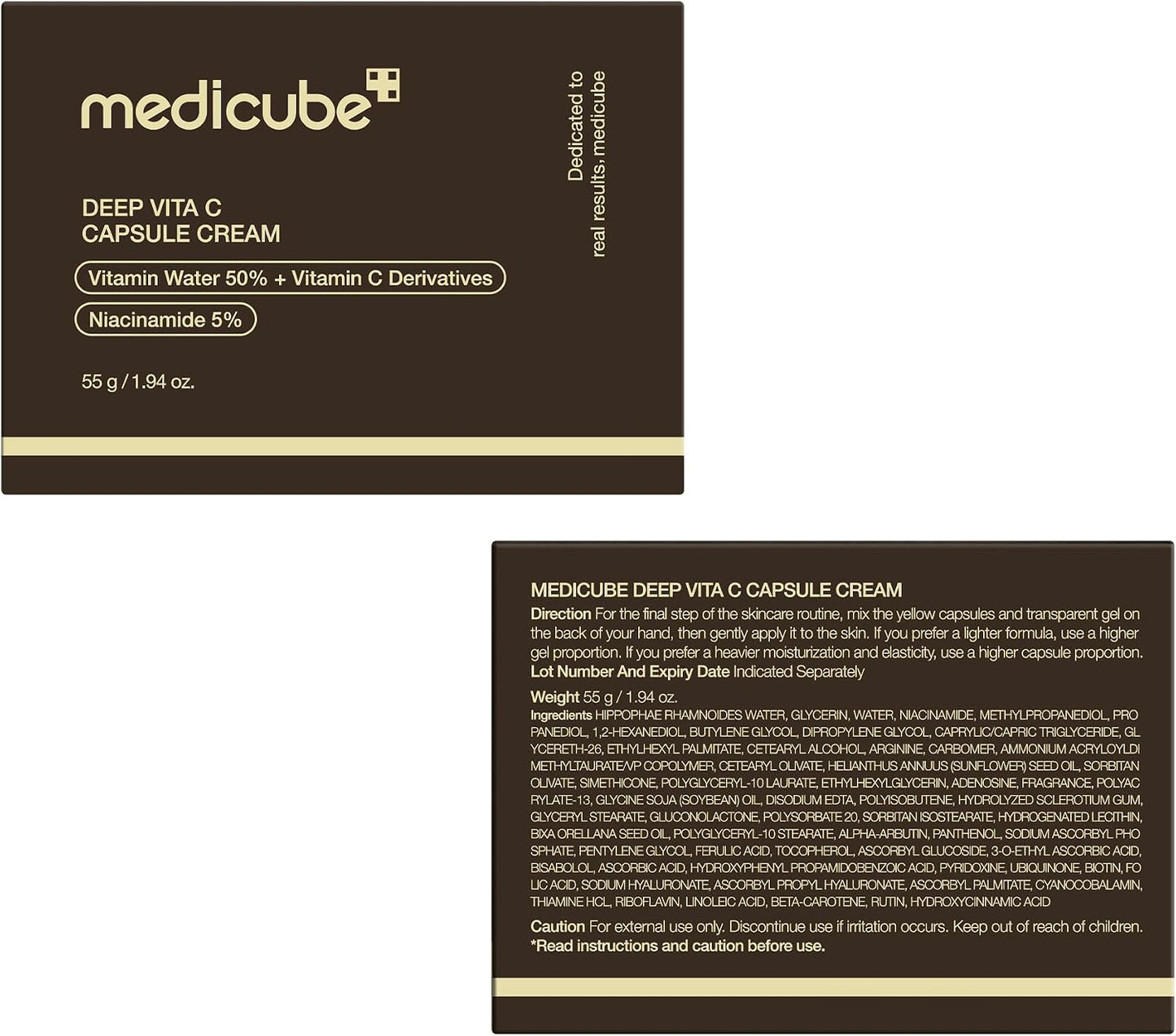 Medicube Capsule Cream with Deep Vitamin C Crema con Cápsulas de Vitamina C, Luminosidad y Piel de Aspecto Más Uniforme, Textura Gel Hidratante, Cosmética Coreana, 55 g
