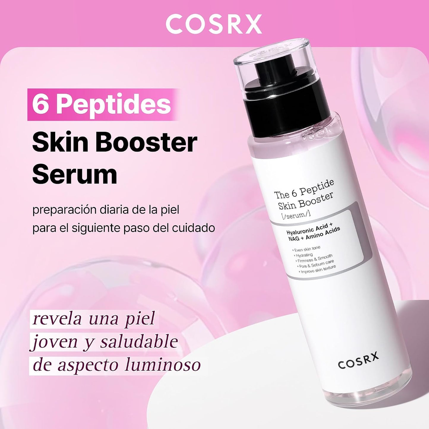 COSRX Tónico Sérum de 6X Peptidos Collagen Booster, Niacinamida y Ácido Hialurónico, Esencia Facial Potenciadora de Renovación Cutánea, para Todo Tipo de Piel, Libre de Parabenos, Korean Skincare