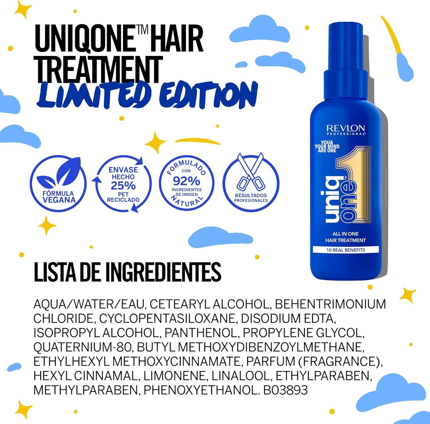 REVLON PROFESSIONAL UniqOne All in One Protector Térmico Pelo, Hidratación Profunda Cabello, Tratamiento en Spray sin Aclarado, Desenredante Pelo Mujer, Fragrancia Classic 150 ml