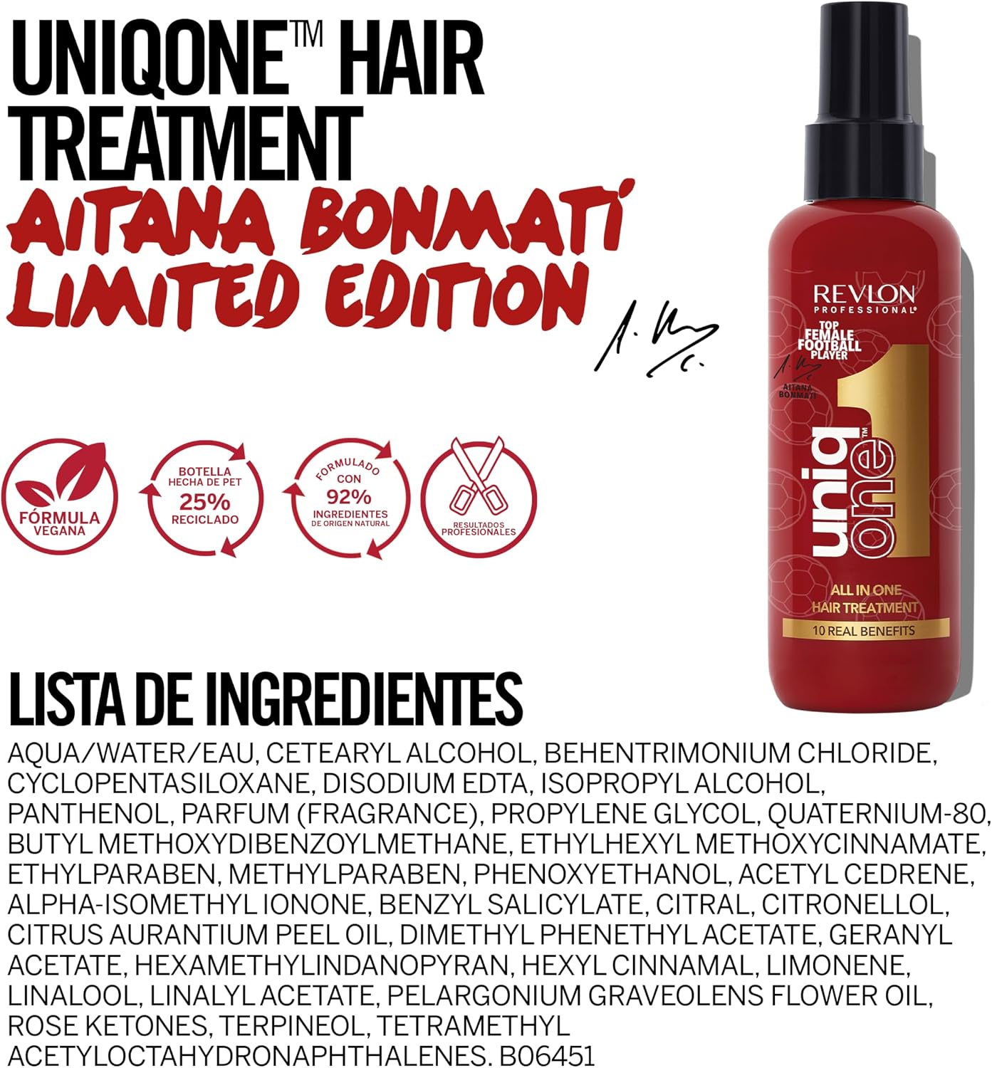 REVLON PROFESSIONAL UniqOne All in One Protector Térmico Pelo, Hidratación Profunda Cabello, Tratamiento en Spray sin Aclarado, Desenredante Pelo Mujer, Fragrancia Classic 150 ml