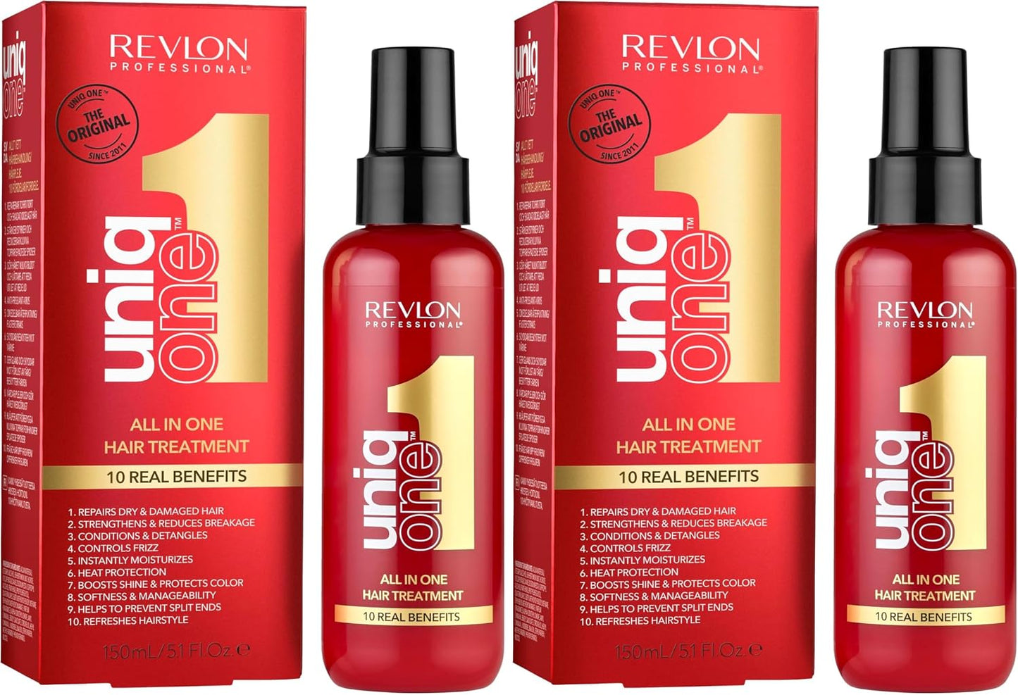 REVLON PROFESSIONAL UniqOne All in One Protector Térmico Pelo, Hidratación Profunda Cabello, Tratamiento en Spray sin Aclarado, Desenredante Pelo Mujer, Fragrancia Classic 150 ml