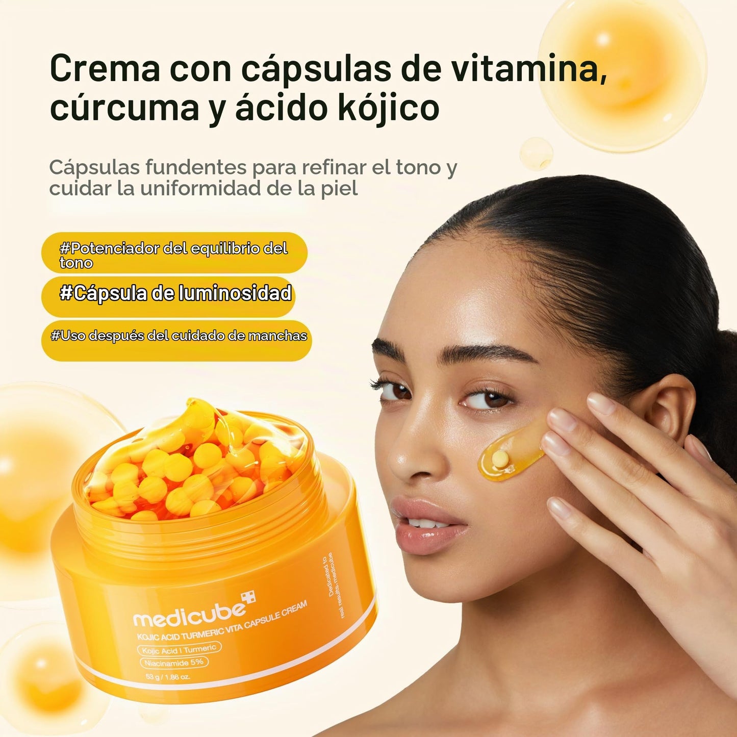 Medicube Capsule Cream with Deep Vitamin C Crema con Cápsulas de Vitamina C, Luminosidad y Piel de Aspecto Más Uniforme, Textura Gel Hidratante, Cosmética Coreana, 55 g