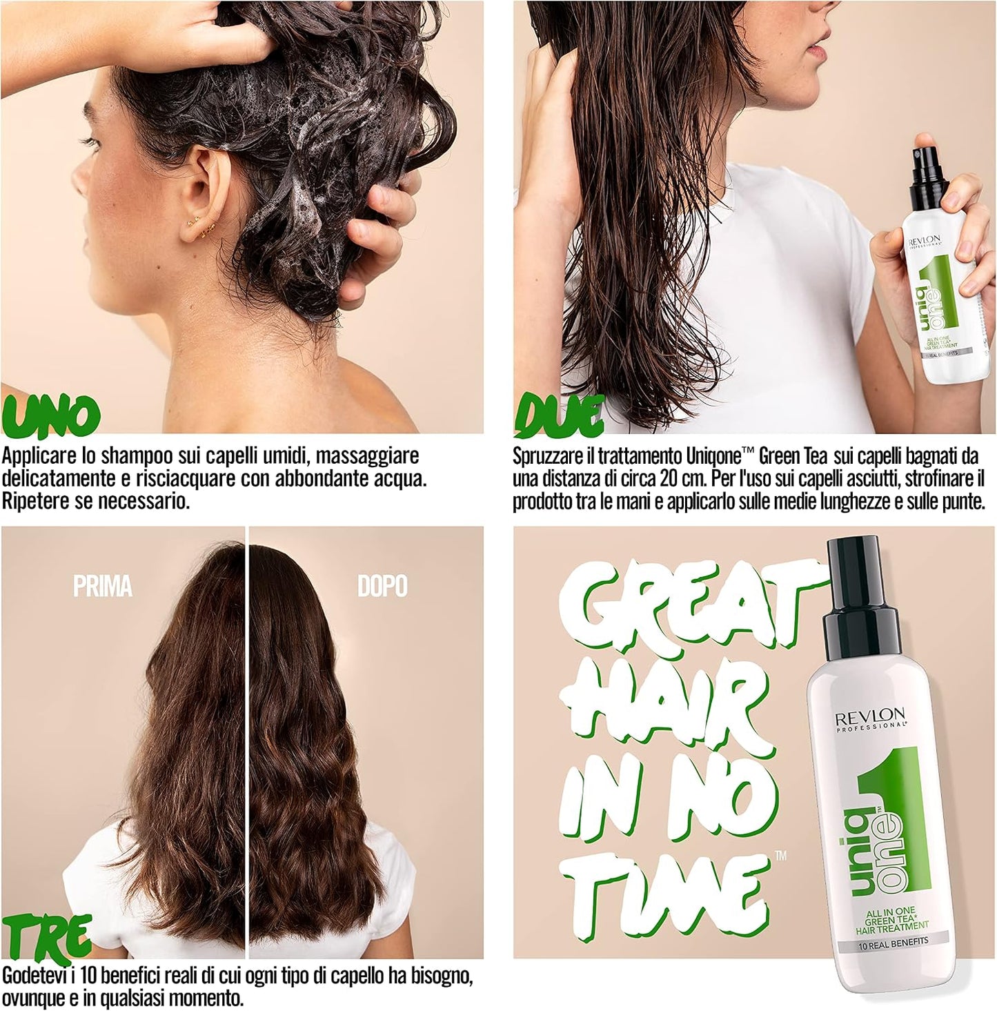 REVLON PROFESSIONAL UniqOne All in One Protector Térmico Pelo, Hidratación Profunda Cabello, Tratamiento en Spray sin Aclarado, Desenredante Pelo Mujer, Fragrancia Classic 150 ml